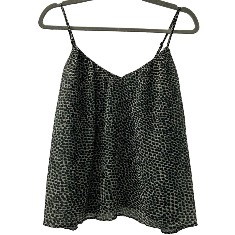 Topshop Black and Green Animal Pleated Spaghetti Strapped Camisole Size 6